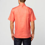 Short Sleeve Classic Fit Linen Shirt // Red (L)