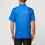 Short Sleeve Classic Fit Linen Shirt // Strong Blue (L)
