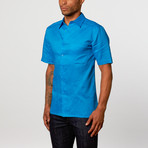 Short Sleeve Classic Fit Linen Shirt // Diva Blue (L)