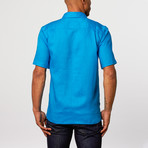 Short Sleeve Classic Fit Linen Shirt // Diva Blue (S)