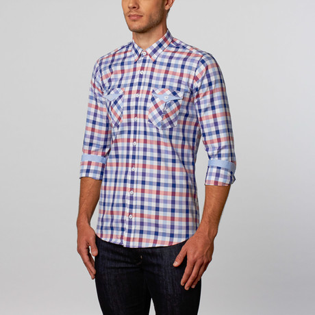 Chester Button-Up // Red + Blue (S)