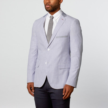 Tom Stripe Seersucker Blazer // Blue (US: 36R)