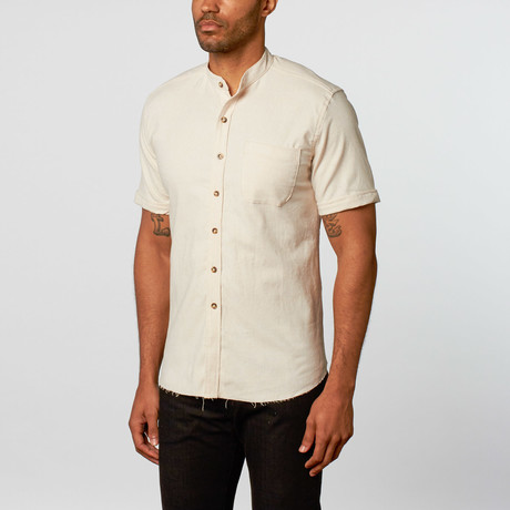 Old Fame // Sanders Linen Short-Sleeve Woven // Tan (M)