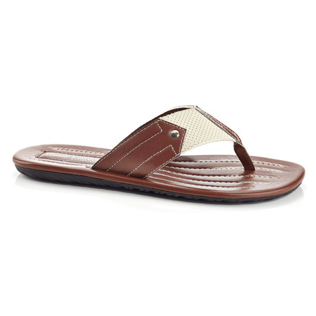 Mandell Perforated Thong Sandal // Brown (US: 7.5) - Henry Ferrera ...