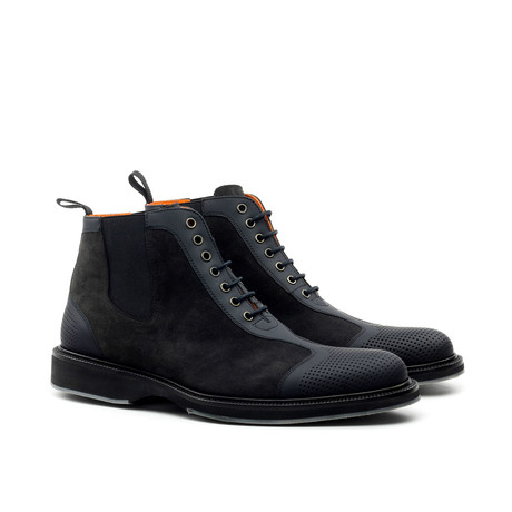 Perforated Toe Lace-Up Boot // Grey + Black (Euro: 39)