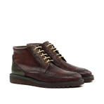 Snake Texture Lace-Up Boot // Brown (Euro: 40)