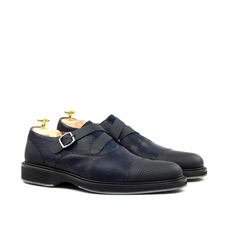 Cross Strap Cap Toe Monk // Navy + Black (Euro: 39)