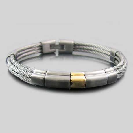 Multi Cable Bangle // Gunmetal + 18K Gold Plated