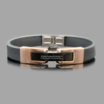 18K Rose Gold Plated Stainless Steel + Rubber CZ Bracelet