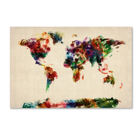Abstract Painting World Map (28"W x 18"H x 2"D)