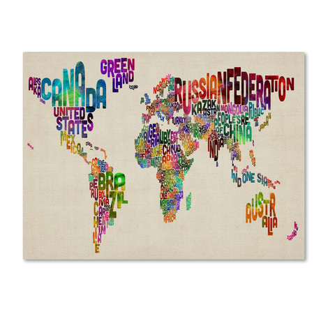 Michael Tompsett // Typography World Map II (28"W x 18"H x 2"D)