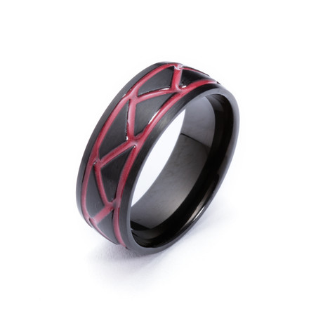 Glowing Rings // Weave // Black // Red (Size 5)