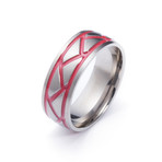 Titanium Ring with Weave Inlay // Red (11)