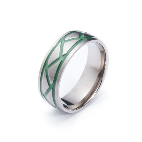 Titanium Ring with Weave Inlay // Green (5)