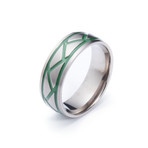 Titanium Ring with Weave Inlay // Green (6)