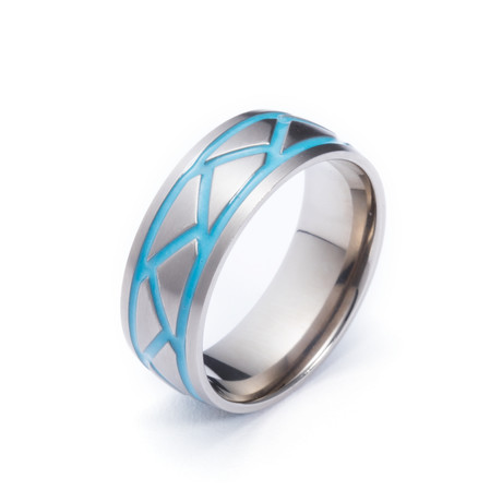 Titanium Ring with Weave Inlay // Blue (5)
