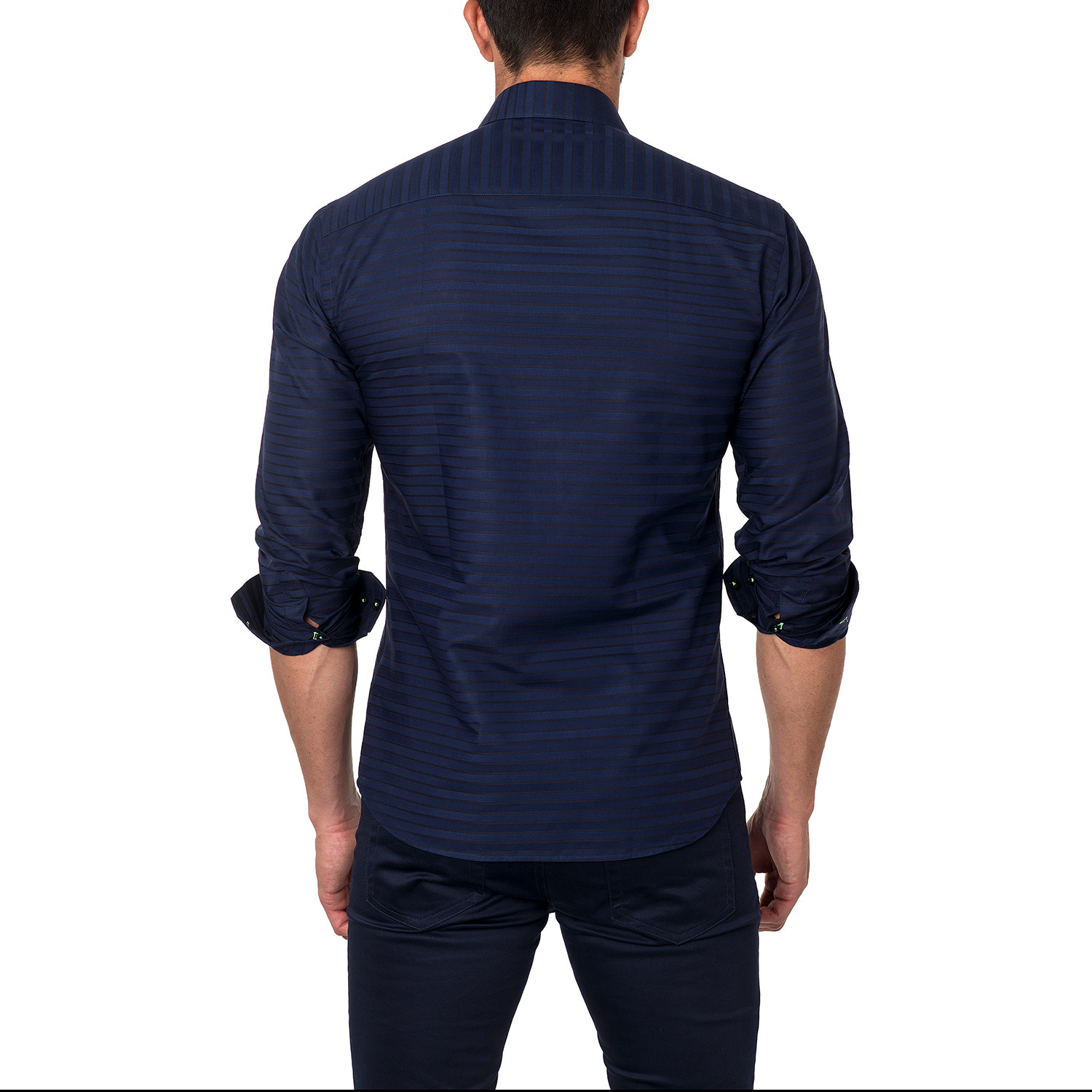 Horizontal Stripe Dress Shirt // Navy (US: M/15.5R) - Jared Lang ...