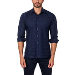 Horizontal Stripe Dress Shirt // Navy (US: L/16.5R)