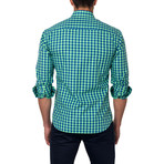 Large Gingham Dress Shirt // Green + Navy (US: L/16R)