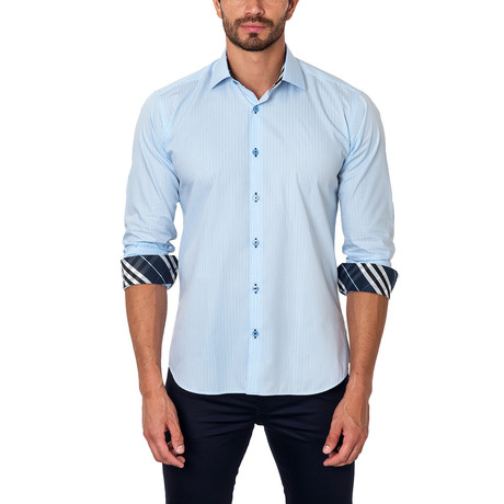 Corinthian Stripe Dress Shirt // Baby Blue (US: S/15R)