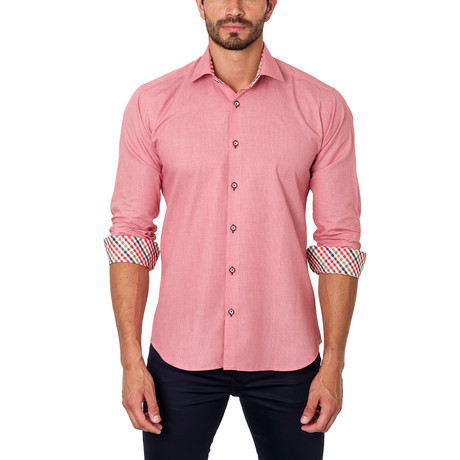 Plaid Placket Dress Shirt // Red (US: S/15R)