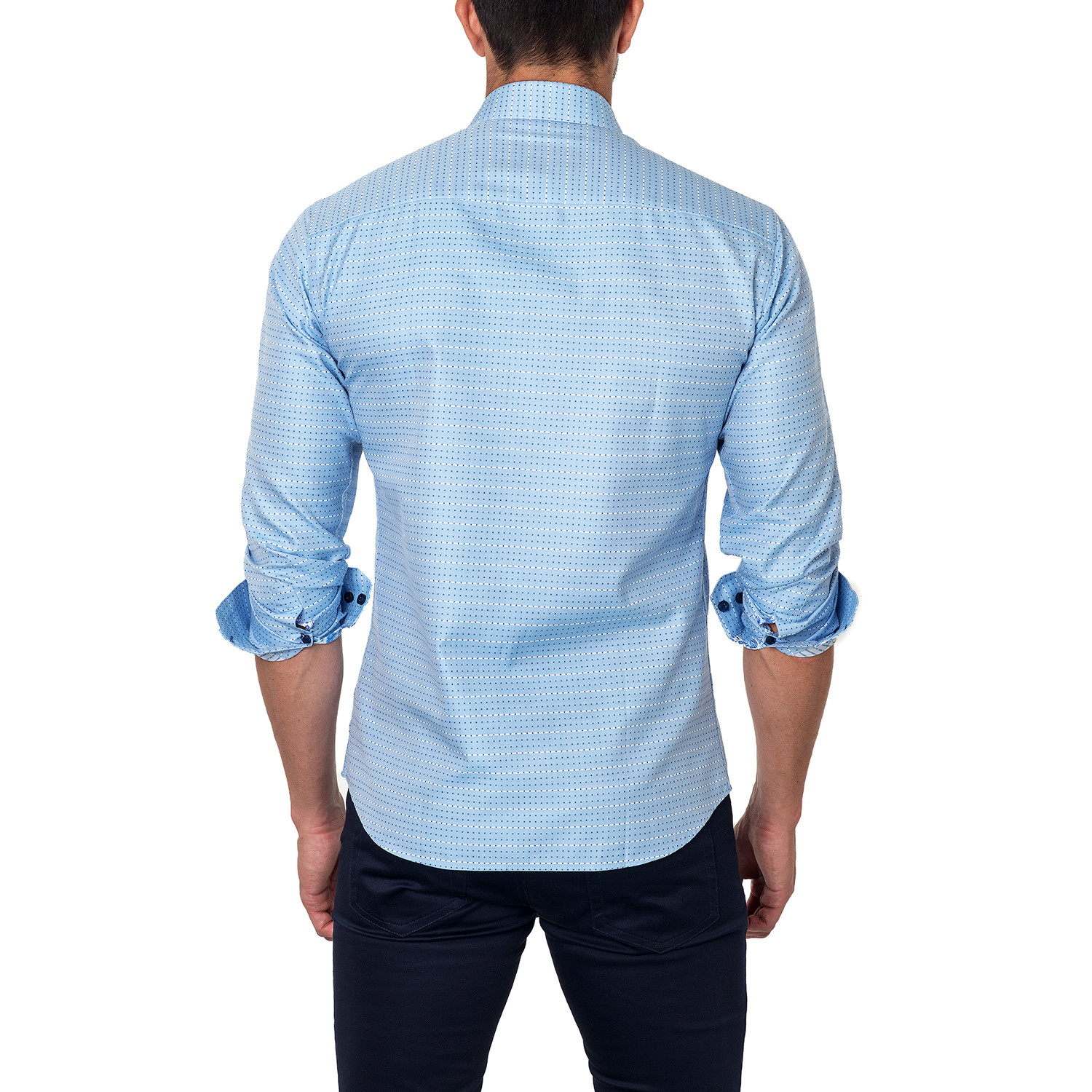 Spotted + Striped Dress Shirt // Light Blue (US: S/15R) - Jared Lang ...