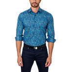 Jared Lang // Floral Flair Dress Shirt // Teal (US: 2XL/17.5R)