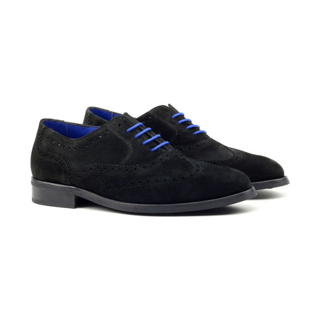 Rooster League // Suede Brogue Oxford // Black (Euro: 39)