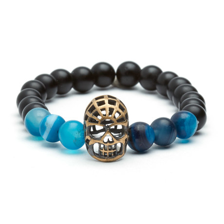 Matte Onyx Cage Bracelet // Black + Ocean Blue
