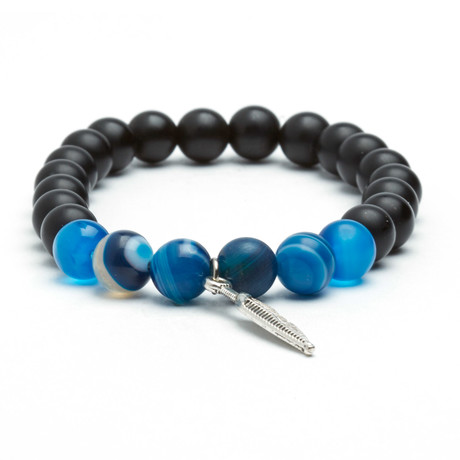 Matte Onyx Leaf Bracelet // Black + Blue