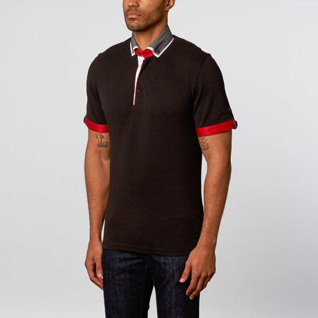 Double Collar Short-Sleeve Polo // Black (S)