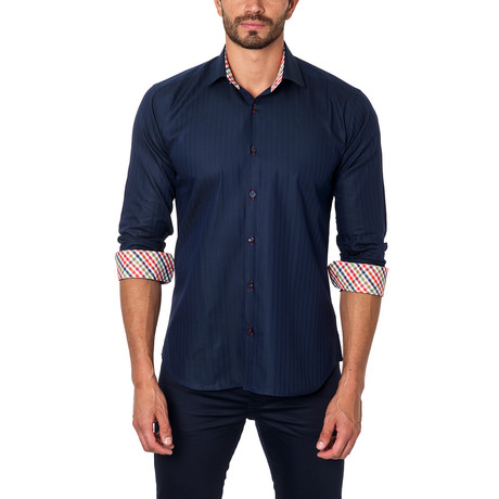 Jared Lang // Shadow Stripe Dress Shirt // Navy (US: S/15R)