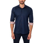 Jared Lang // Shadow Stripe Dress Shirt // Navy (US: M/15.5R)