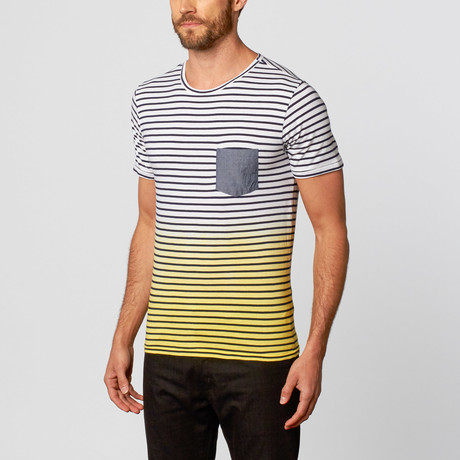 Dip-Dye Tee // Yellow + Navy Stripe (S)