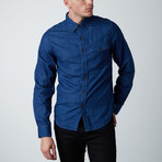 Double Faced Casual Long-Sleeve Button-Up // Indigo (XL)