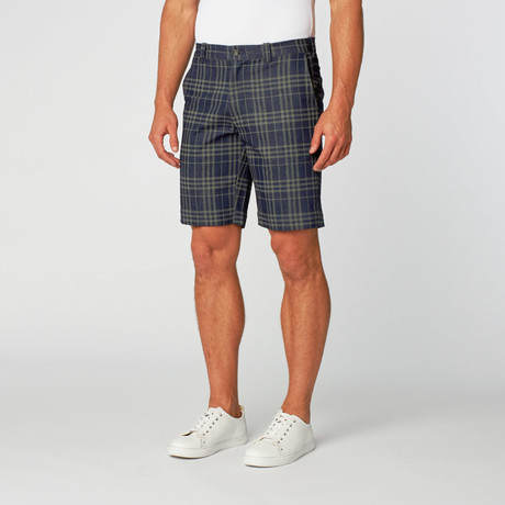 Plaid Denim Short // Navy (30)