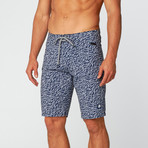 Performo 4-Way Stretch Boardshort // Silver + Navy (30)