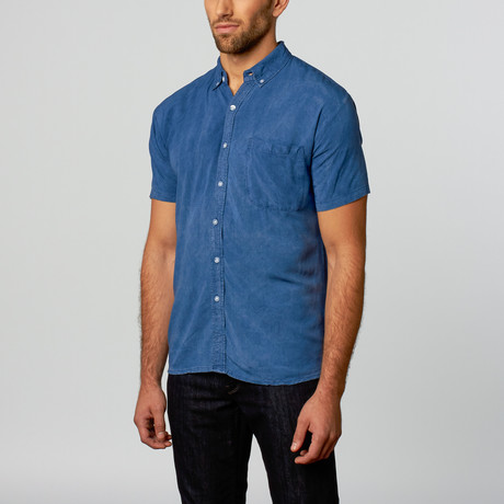 Stonewash Button-Down Shirt // Blue (S)