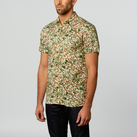 Garden Floral Button-Down Shirt // Green (S)