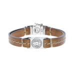 Small Den Stitched Leather Bracelet // Cognac