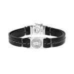 Small Den Stitched Leather Bracelet // Black