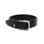 Allard Stitched Leather Bracelet // Black (Length: 7.5")
