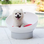 White Acrylic Round Dog Bed (Berry Blue)