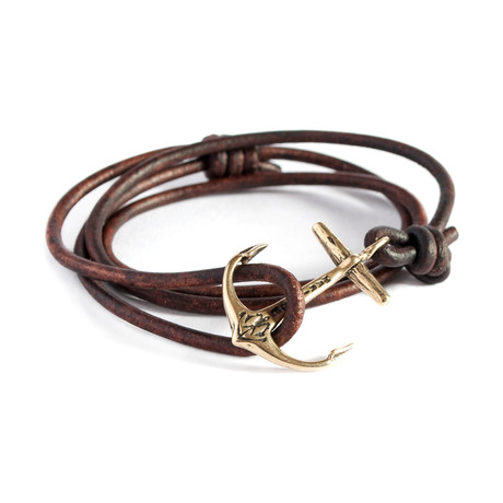 Leather Anchor Bracelet // Copper (Green)