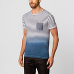 Dip-Dye Tee // Blue Stripe (S)