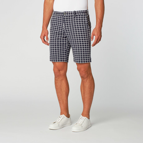 Windowpane Fleece Short // Navy (30)