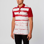 Distressed Stripe Polo // Burgundy (L)