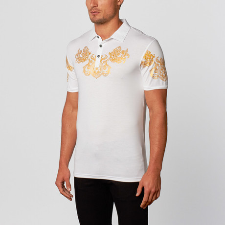 Embellished Print Polo // White (S)