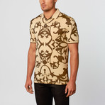 Large Paisley Print Polo // Khaki (L)