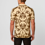 Large Paisley Print Polo // Khaki (2XL)